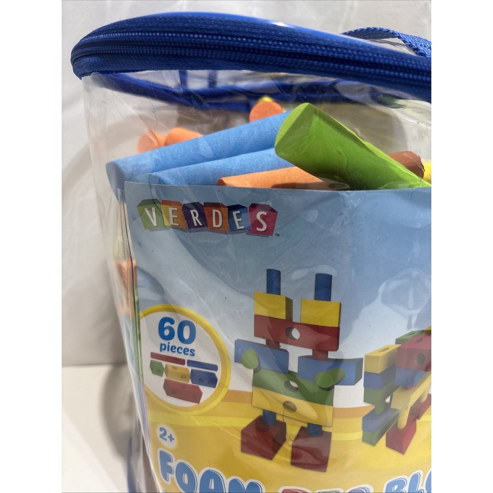 Verdes Foam Peg Blocks Interlocking Foam Building Set Zipper Carry Bag 59 Pieces - Picture 2 of 12